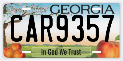 GA license plate CAR9357