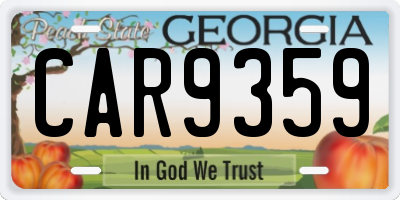 GA license plate CAR9359