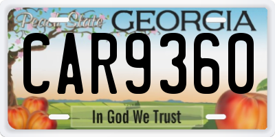 GA license plate CAR9360