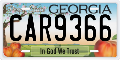 GA license plate CAR9366