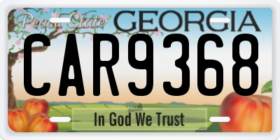 GA license plate CAR9368