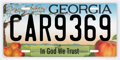 GA license plate CAR9369