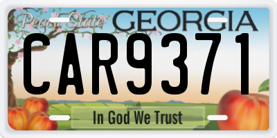 GA license plate CAR9371