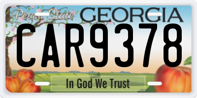 GA license plate CAR9378