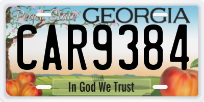 GA license plate CAR9384