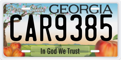 GA license plate CAR9385