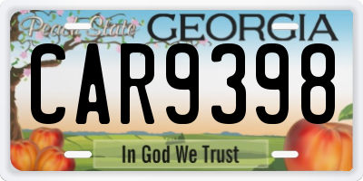 GA license plate CAR9398