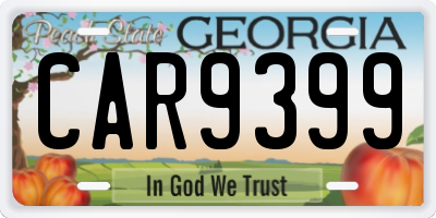 GA license plate CAR9399