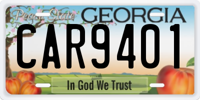 GA license plate CAR9401