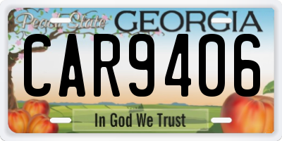 GA license plate CAR9406