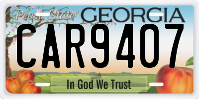 GA license plate CAR9407