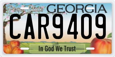 GA license plate CAR9409