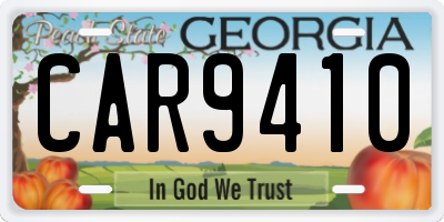 GA license plate CAR9410