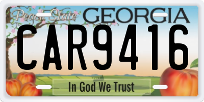 GA license plate CAR9416