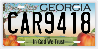 GA license plate CAR9418