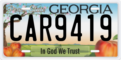 GA license plate CAR9419