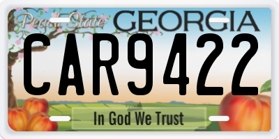 GA license plate CAR9422