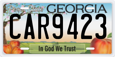 GA license plate CAR9423