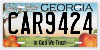 GA license plate CAR9424