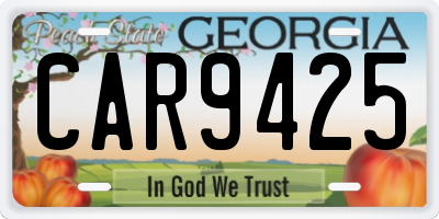 GA license plate CAR9425