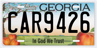 GA license plate CAR9426