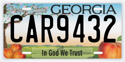 GA license plate CAR9432