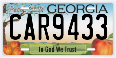 GA license plate CAR9433