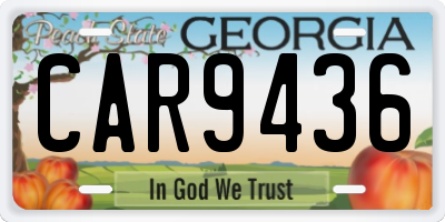 GA license plate CAR9436