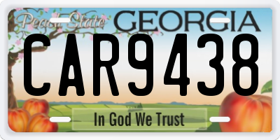 GA license plate CAR9438