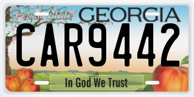 GA license plate CAR9442