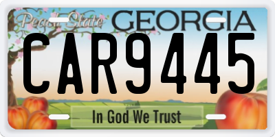 GA license plate CAR9445