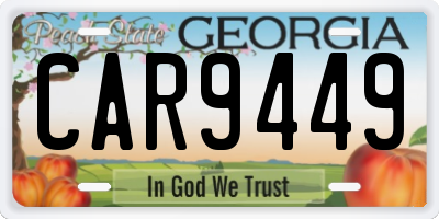 GA license plate CAR9449