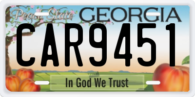 GA license plate CAR9451