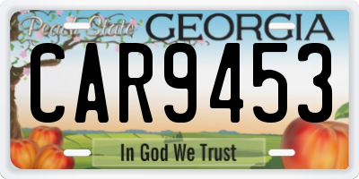 GA license plate CAR9453