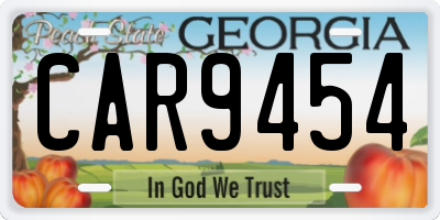 GA license plate CAR9454