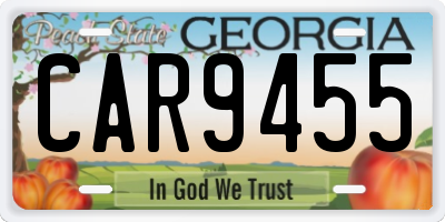 GA license plate CAR9455