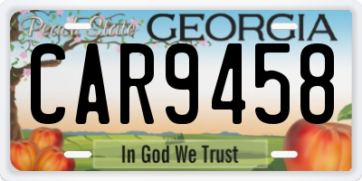 GA license plate CAR9458
