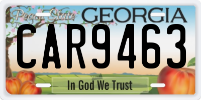 GA license plate CAR9463