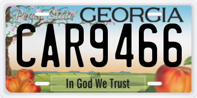 GA license plate CAR9466