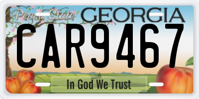 GA license plate CAR9467