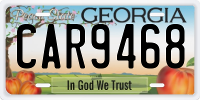 GA license plate CAR9468