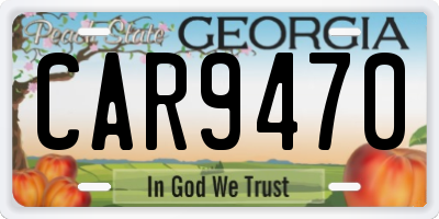 GA license plate CAR9470