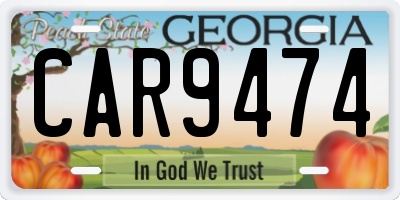 GA license plate CAR9474