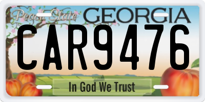 GA license plate CAR9476