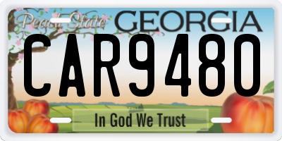 GA license plate CAR9480