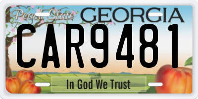 GA license plate CAR9481