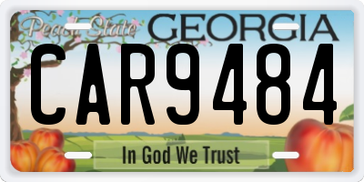 GA license plate CAR9484