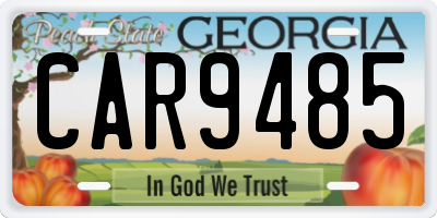 GA license plate CAR9485