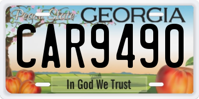 GA license plate CAR9490