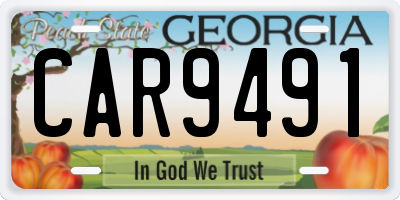 GA license plate CAR9491